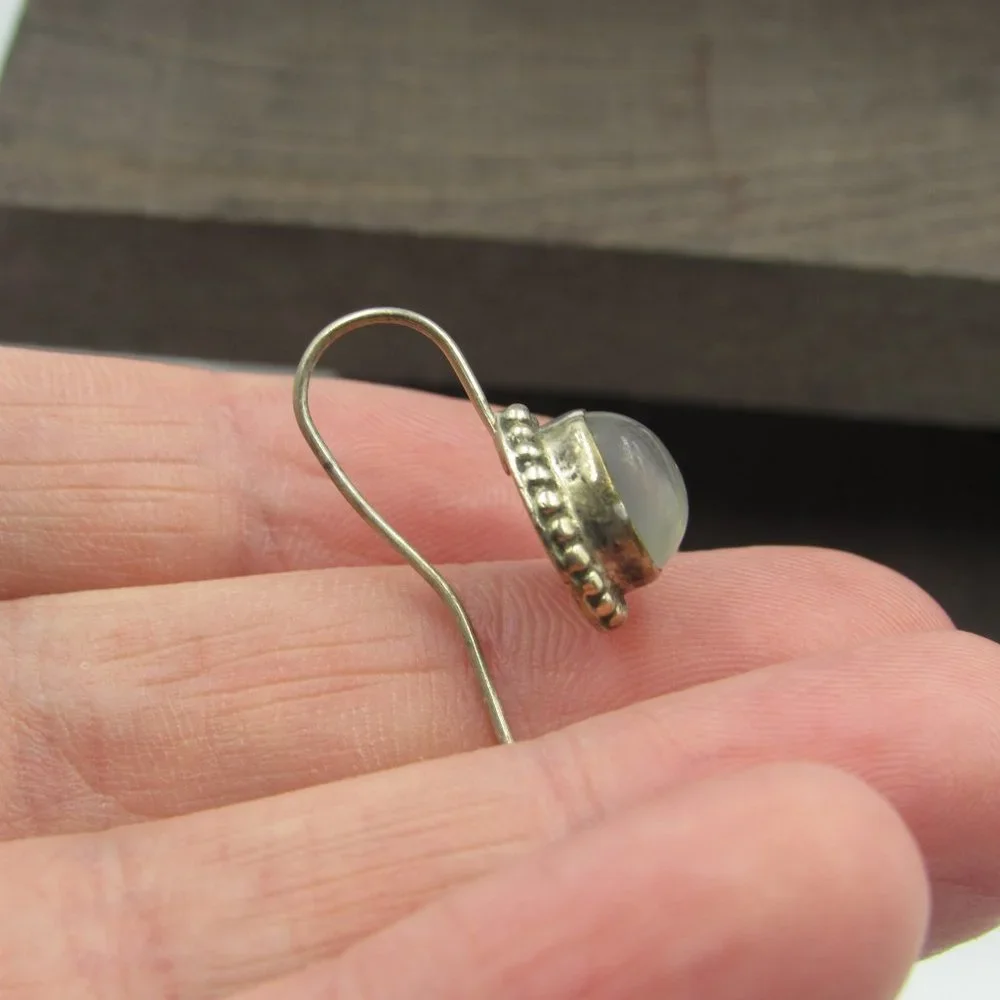 Sterling Silver Rustic Unknown Material Earrings - Picture 2 of 6